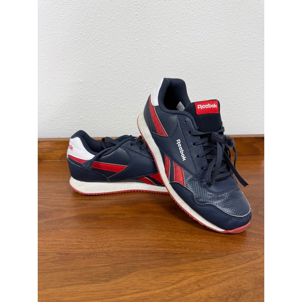 Reebok Royal Classic Jogger 3.0 Kids Navy Red Plaid Sneakers GW8394 EUC